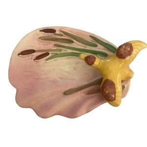 Vintage Zanesville Pottery Soap Dish Trinket Dish Tray Pink Flying Duck Kitschy